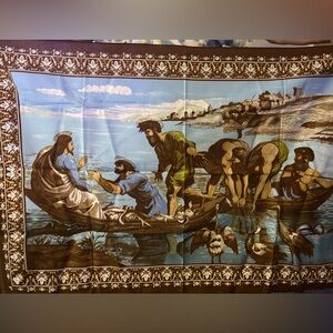 Vintage Style Tapestry with Historical Jesus and disciples Scene